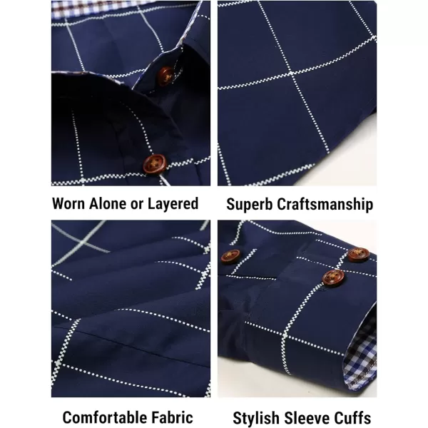 COOFANDY Mens Plaid Dress Shirt Long Sleeve Business Casual Regular Fit Button Down Shirts