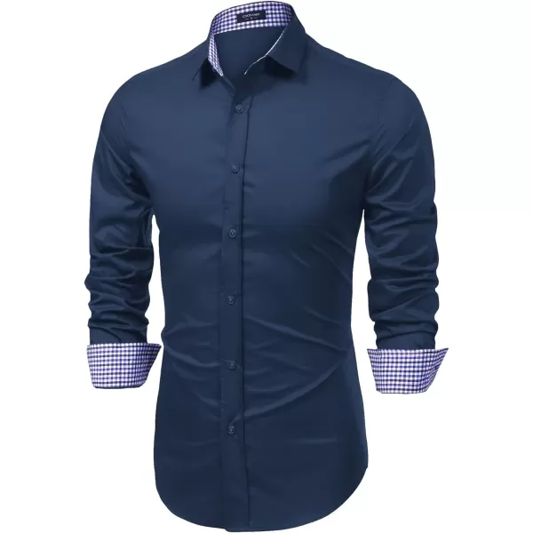 COOFANDY Mens Plaid Dress Shirt Long Sleeve Business Casual Regular Fit Button Down Shirts