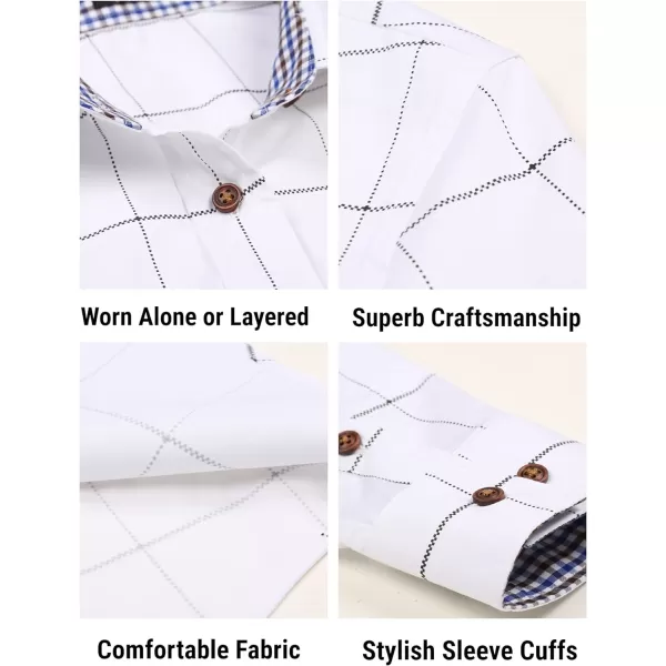 COOFANDY Mens Plaid Dress Shirt Long Sleeve Business Casual Regular Fit Button Down Shirts