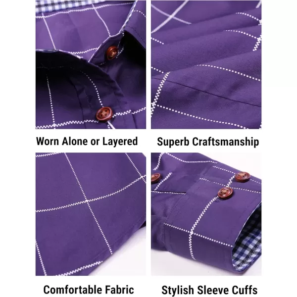 COOFANDY Mens Plaid Dress Shirt Long Sleeve Business Casual Regular Fit Button Down Shirts