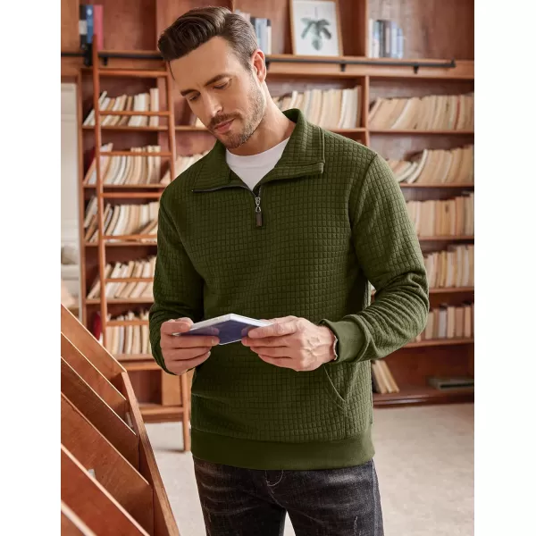 COOFANDY Men's Quarter Zip Sweatshirt Long Sleeve Casual Waffle Knit Pullover with Pocket