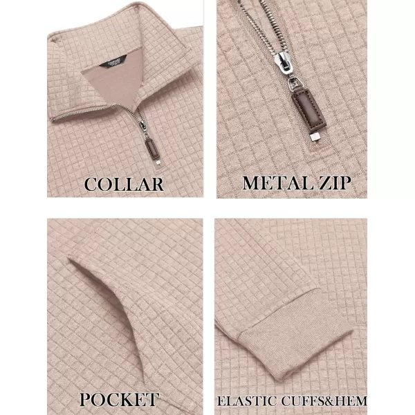 COOFANDY Men's Quarter Zip Sweatshirt Long Sleeve Casual Waffle Knit Pullover with Pocket