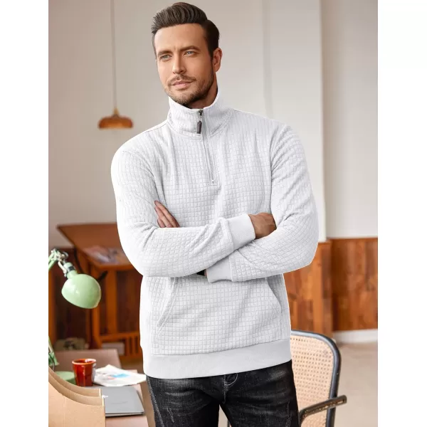 COOFANDY Men's Quarter Zip Sweatshirt Long Sleeve Casual Waffle Knit Pullover with Pocket
