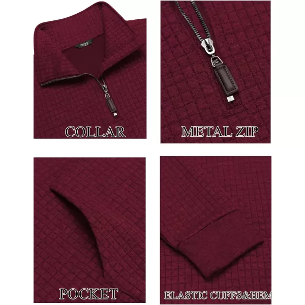 COOFANDY Men's Quarter Zip Sweatshirt Long Sleeve Casual Waffle Knit Pullover with Pocket
