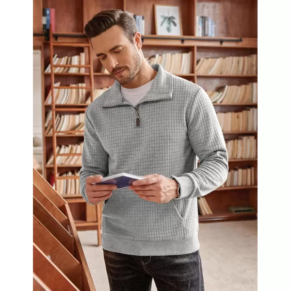 COOFANDY Men's Quarter Zip Sweatshirt Long Sleeve Casual Waffle Knit Pullover with Pocket
