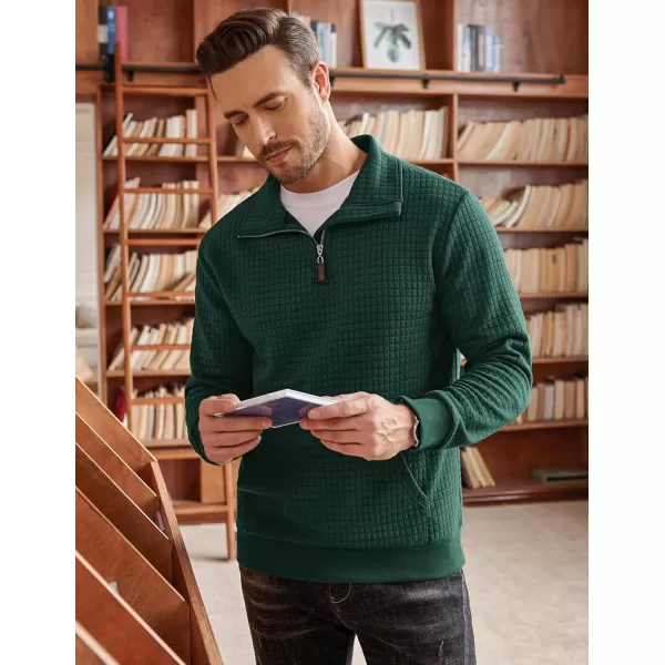 COOFANDY Men's Quarter Zip Sweatshirt Long Sleeve Casual Waffle Knit Pullover with Pocket