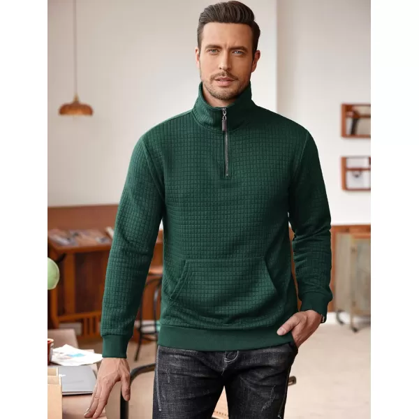 COOFANDY Men's Quarter Zip Sweatshirt Long Sleeve Casual Waffle Knit Pullover with Pocket