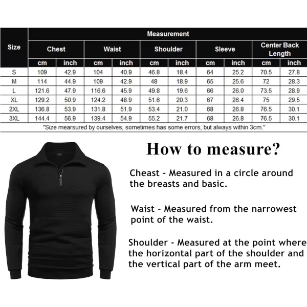 COOFANDY Men's Quarter Zip Sweatshirt Long Sleeve Casual Waffle Knit Pullover with Pocket