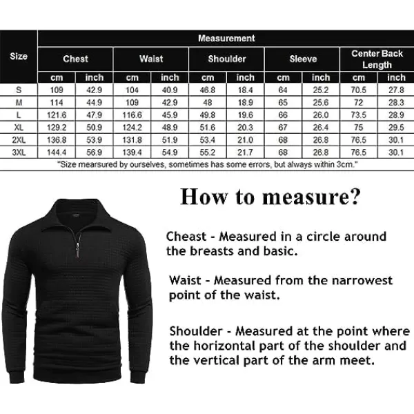 COOFANDY Men's Quarter Zip Sweatshirt Long Sleeve Casual Waffle Knit Pullover with Pocket