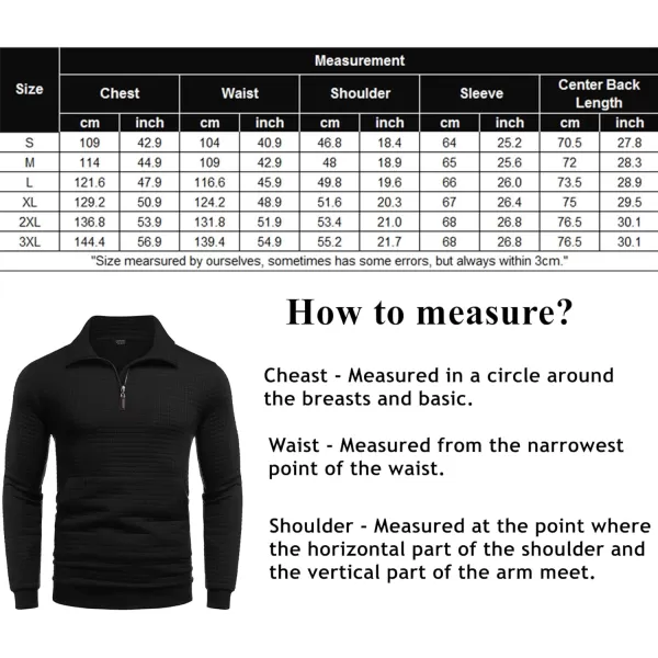 COOFANDY Men's Quarter Zip Sweatshirt Long Sleeve Casual Waffle Knit Pullover with Pocket
