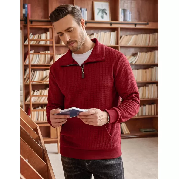 COOFANDY Men's Quarter Zip Sweatshirt Long Sleeve Casual Waffle Knit Pullover with Pocket
