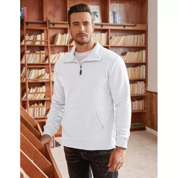 COOFANDY Men's Quarter Zip Sweatshirt Long Sleeve Casual Waffle Knit Pullover with Pocket