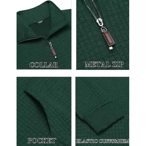 COOFANDY Men's Quarter Zip Sweatshirt Long Sleeve Casual Waffle Knit Pullover with Pocket