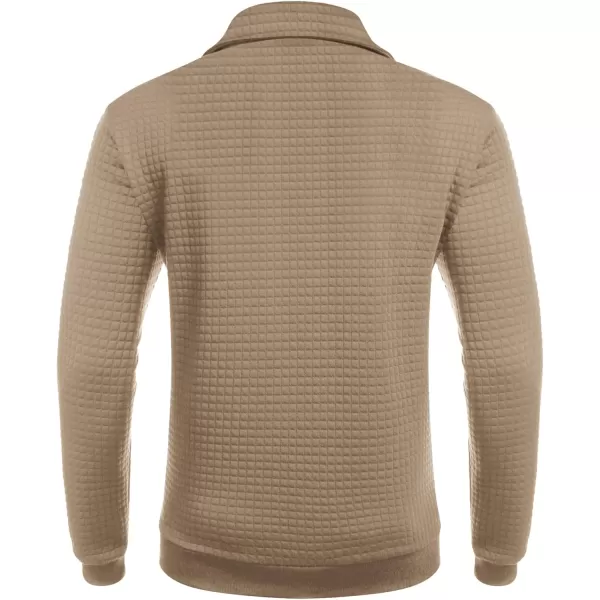 COOFANDY Men's Quarter Zip Sweatshirt Long Sleeve Casual Waffle Knit Pullover with Pocket