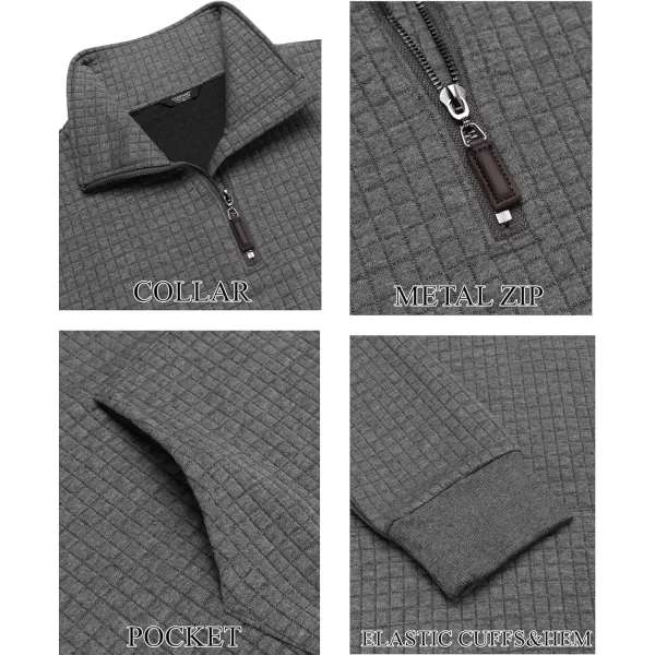 COOFANDY Men's Quarter Zip Sweatshirt Long Sleeve Casual Waffle Knit Pullover with Pocket