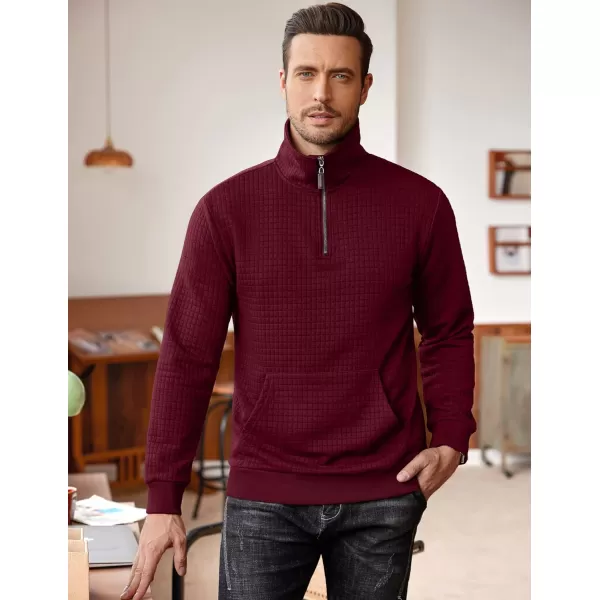 COOFANDY Men's Quarter Zip Sweatshirt Long Sleeve Casual Waffle Knit Pullover with Pocket