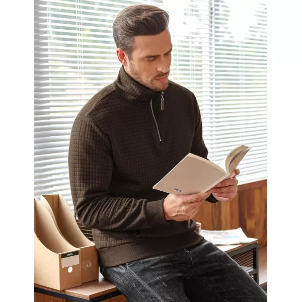 COOFANDY Men's Quarter Zip Sweatshirt Long Sleeve Casual Waffle Knit Pullover with Pocket