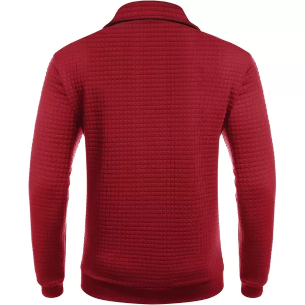 COOFANDY Men's Quarter Zip Sweatshirt Long Sleeve Casual Waffle Knit Pullover with Pocket
