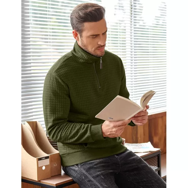 COOFANDY Men's Quarter Zip Sweatshirt Long Sleeve Casual Waffle Knit Pullover with Pocket