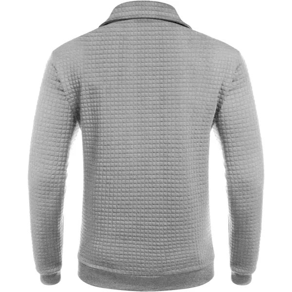 COOFANDY Men's Quarter Zip Sweatshirt Long Sleeve Casual Waffle Knit Pullover with Pocket