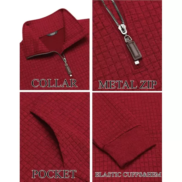 COOFANDY Men's Quarter Zip Sweatshirt Long Sleeve Casual Waffle Knit Pullover with Pocket