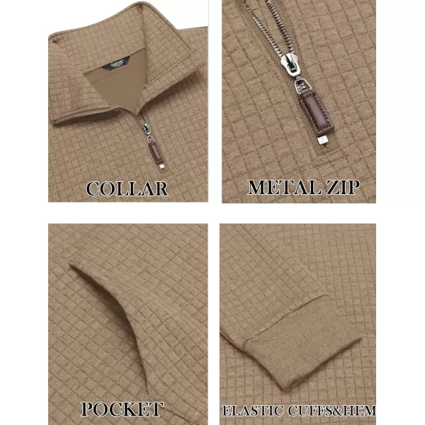 COOFANDY Men's Quarter Zip Sweatshirt Long Sleeve Casual Waffle Knit Pullover with Pocket