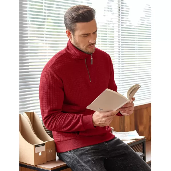 COOFANDY Men's Quarter Zip Sweatshirt Long Sleeve Casual Waffle Knit Pullover with Pocket