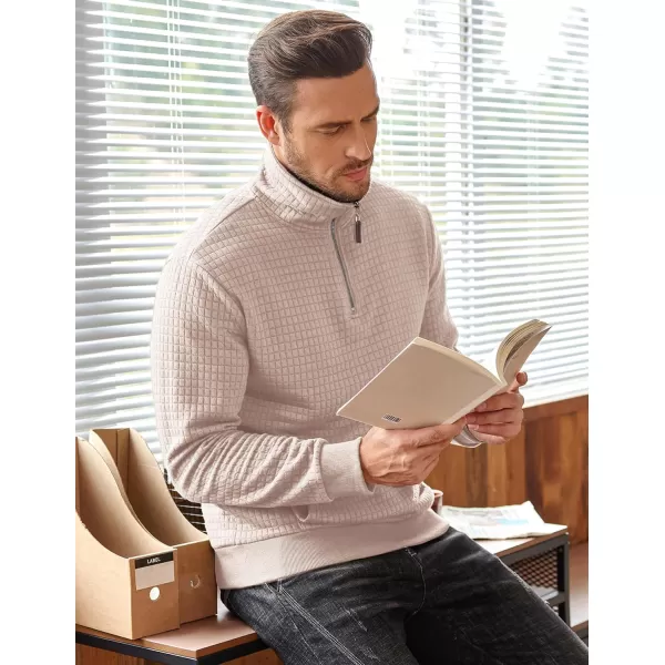 COOFANDY Men's Quarter Zip Sweatshirt Long Sleeve Casual Waffle Knit Pullover with Pocket