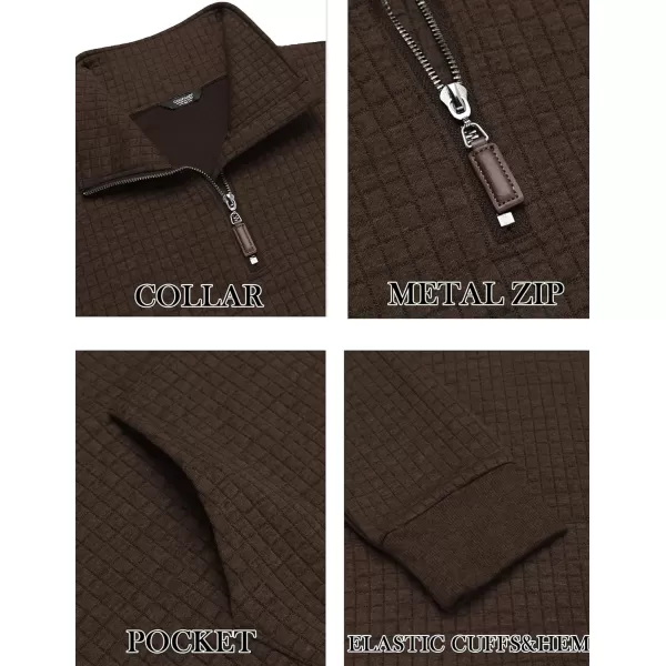 COOFANDY Men's Quarter Zip Sweatshirt Long Sleeve Casual Waffle Knit Pullover with Pocket
