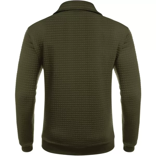 COOFANDY Men's Quarter Zip Sweatshirt Long Sleeve Casual Waffle Knit Pullover with Pocket