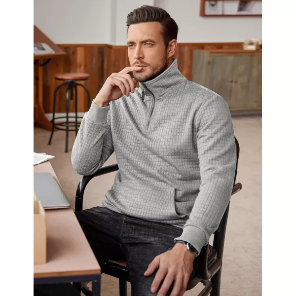 COOFANDY Men's Quarter Zip Sweatshirt Long Sleeve Casual Waffle Knit Pullover with Pocket