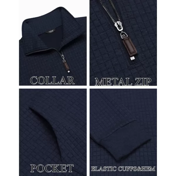 COOFANDY Men's Quarter Zip Sweatshirt Long Sleeve Casual Waffle Knit Pullover with Pocket