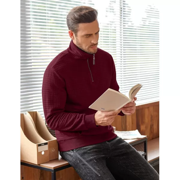 COOFANDY Men's Quarter Zip Sweatshirt Long Sleeve Casual Waffle Knit Pullover with Pocket