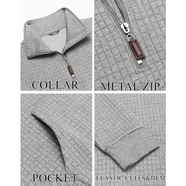 COOFANDY Men's Quarter Zip Sweatshirt Long Sleeve Casual Waffle Knit Pullover with Pocket