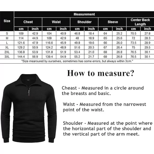 COOFANDY Men's Quarter Zip Sweatshirt Long Sleeve Casual Waffle Knit Pullover with Pocket
