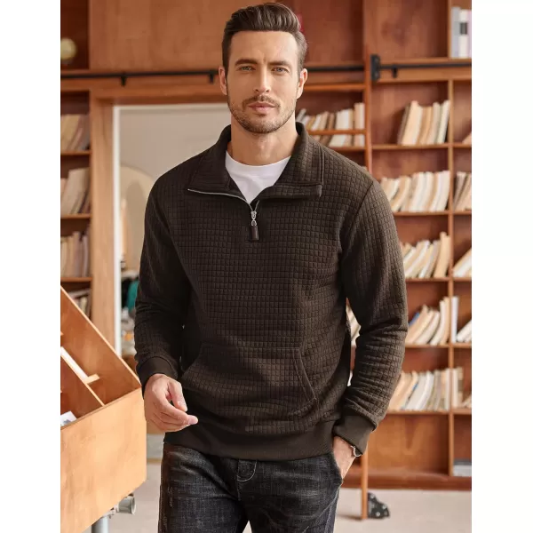COOFANDY Men's Quarter Zip Sweatshirt Long Sleeve Casual Waffle Knit Pullover with Pocket