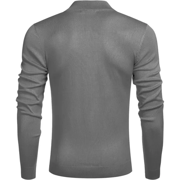 COOFANDY Men's Quarter Zip Up Sweaters Slim Fit Lightweight Mock Neck Pullover Casual Polo Sweaters