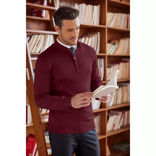 COOFANDY Men's Quarter Zip Up Sweaters Slim Fit Lightweight Mock Neck Pullover Casual Polo Sweaters