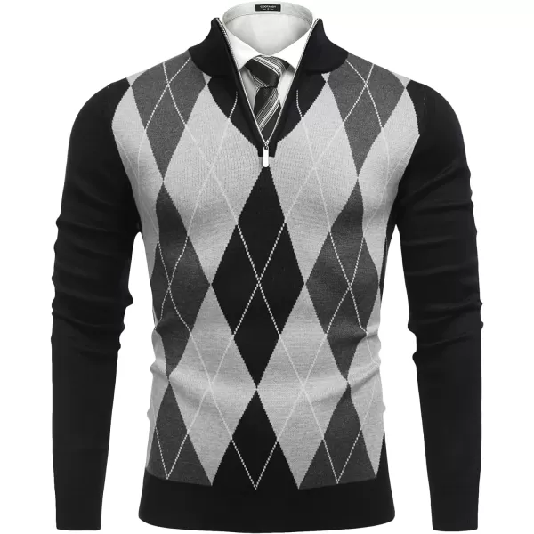 COOFANDY Men's Quarter Zip Up Sweaters Slim Fit Lightweight Mock Neck Pullover Casual Polo Sweaters