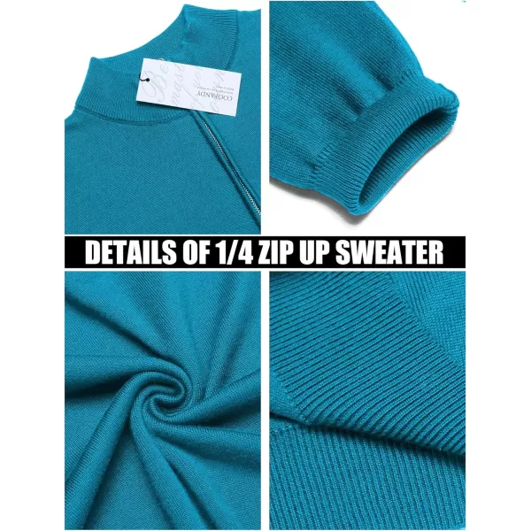 COOFANDY Men's Quarter Zip Up Sweaters Slim Fit Lightweight Mock Neck Pullover Casual Polo Sweaters