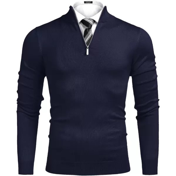 COOFANDY Men's Quarter Zip Up Sweaters Slim Fit Lightweight Mock Neck Pullover Casual Polo Sweaters