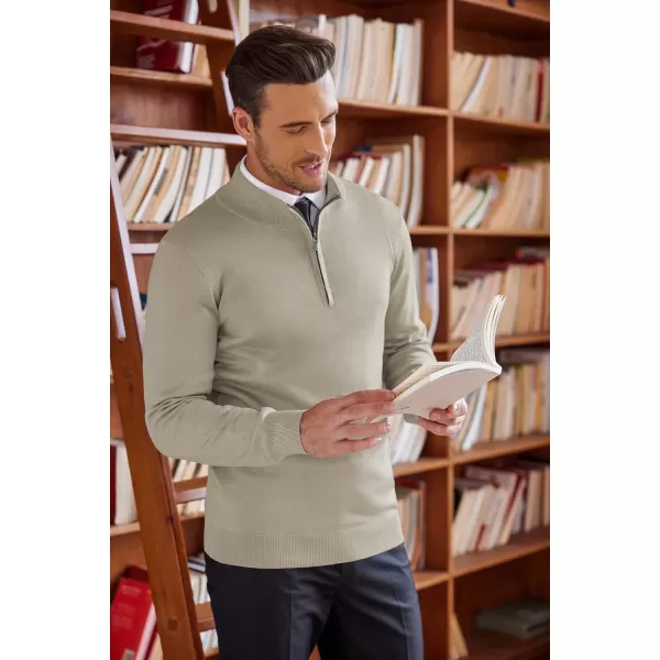 COOFANDY Men's Quarter Zip Up Sweaters Slim Fit Lightweight Mock Neck Pullover Casual Polo Sweaters