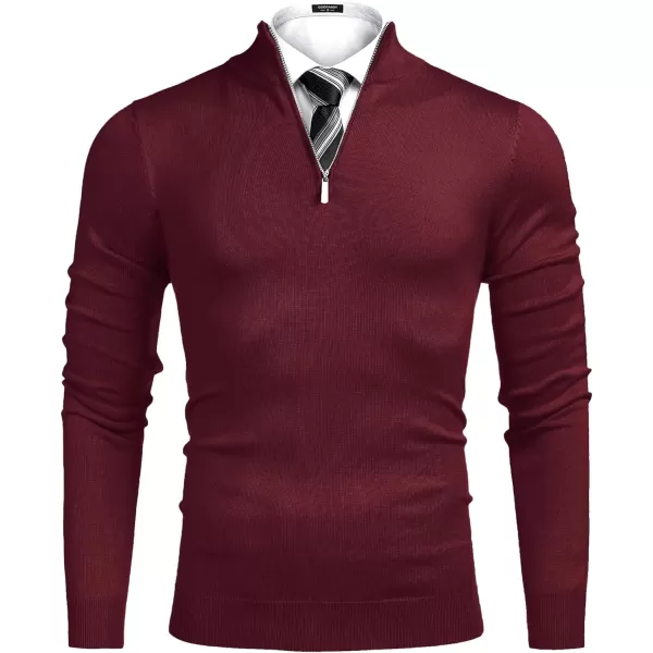 COOFANDY Men's Quarter Zip Up Sweaters Slim Fit Lightweight Mock Neck Pullover Casual Polo Sweaters