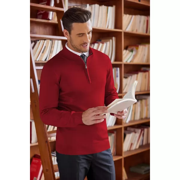 COOFANDY Men's Quarter Zip Up Sweaters Slim Fit Lightweight Mock Neck Pullover Casual Polo Sweaters