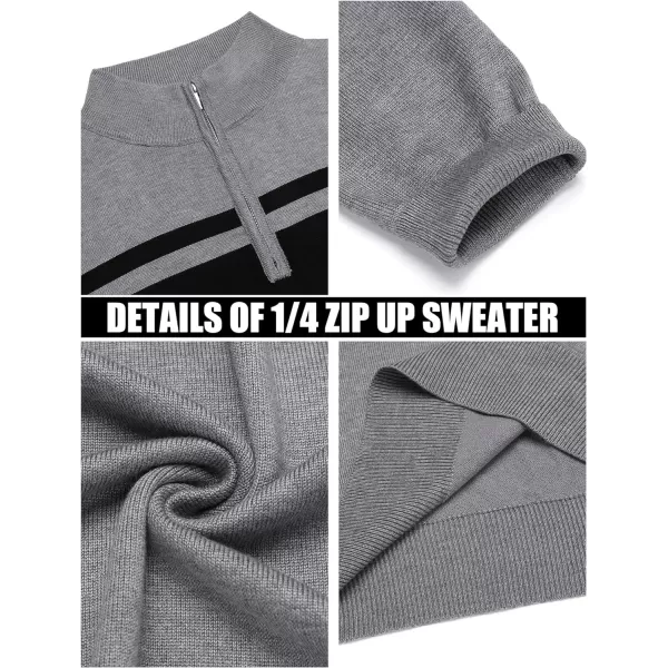 COOFANDY Men's Quarter Zip Up Sweaters Slim Fit Lightweight Mock Neck Pullover Casual Polo Sweaters