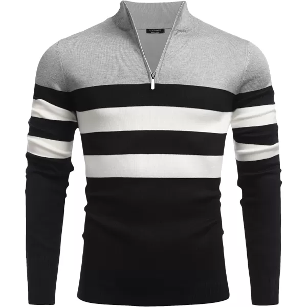 COOFANDY Men's Quarter Zip Up Sweaters Slim Fit Lightweight Mock Neck Pullover Casual Polo Sweaters