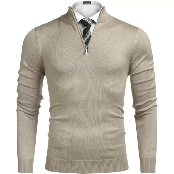 COOFANDY Men's Quarter Zip Up Sweaters Slim Fit Lightweight Mock Neck Pullover Casual Polo Sweaters