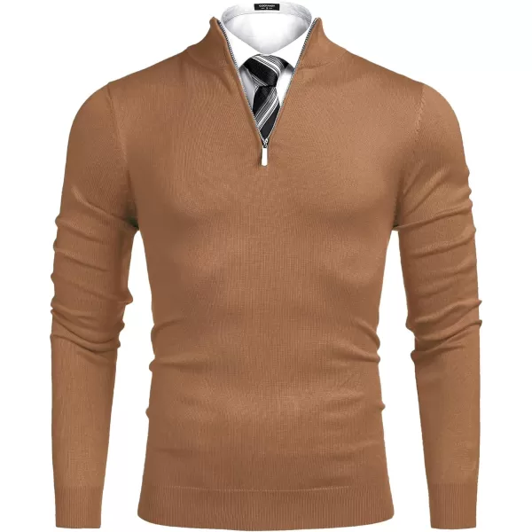 COOFANDY Men's Quarter Zip Up Sweaters Slim Fit Lightweight Mock Neck Pullover Casual Polo Sweaters