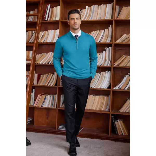 COOFANDY Men's Quarter Zip Up Sweaters Slim Fit Lightweight Mock Neck Pullover Casual Polo Sweaters