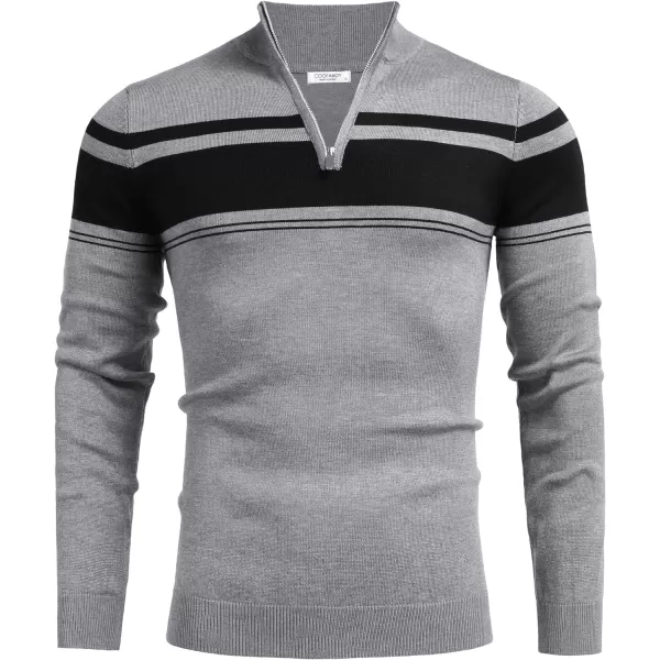 COOFANDY Men's Quarter Zip Up Sweaters Slim Fit Lightweight Mock Neck Pullover Casual Polo Sweaters